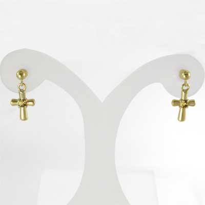 クロス シトリン 11月の誕生石 一粒石 K18 ジュエリーピアスの画像