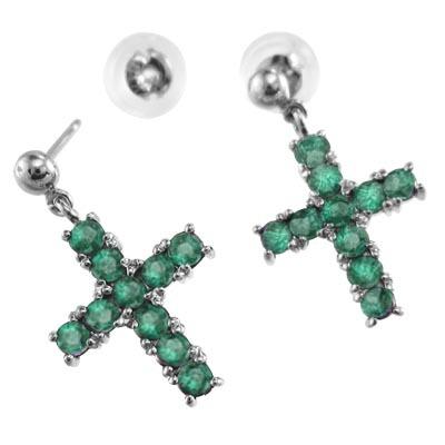 クロス k18ホワイトゴールド ジュエリーピアス エメラルド 5月誕生石の画像