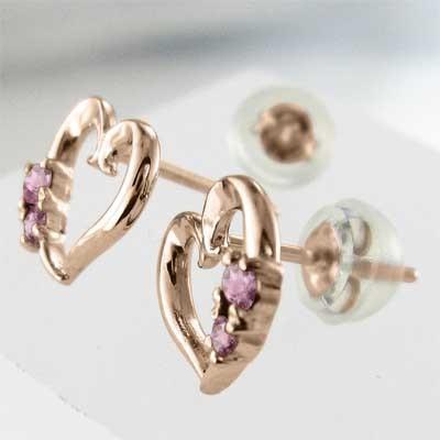 10月の誕生石 ハート ジュエリーピアス k18ピンクゴールド ピンクトルマリンの画像