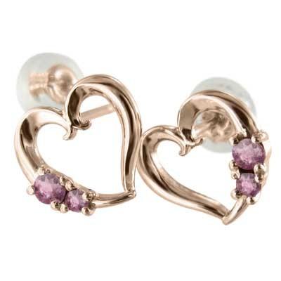 10月の誕生石 ハート ジュエリーピアス k18ピンクゴールド ピンクトルマリンの画像