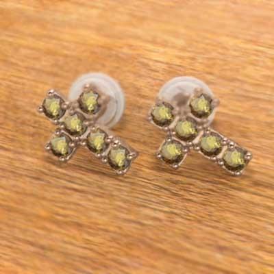 (黄水晶)シトリン 11月誕生石 ジュエリーピアス 18金ピンクゴールド クロスの画像
