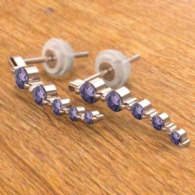 ジュエリーピアス 2月誕生石 k18ピンクゴールド アメシスト ファイブストーンの画像