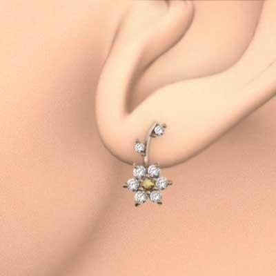 ピンクゴールドk18 ピアス 天然ダイヤモンド フラワー 11月誕生石 シトリン(黄水晶)の画像