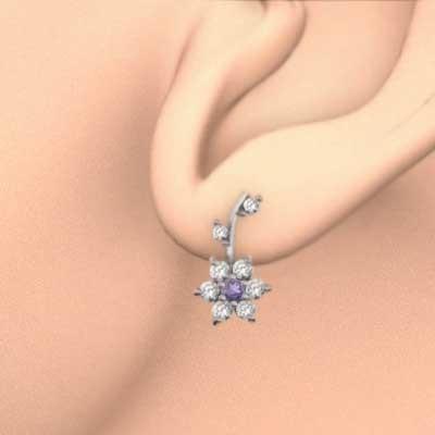 2月の誕生石 天然ダイヤモンド アメジスト(紫水晶) ピアス Pt900 フラワーの画像