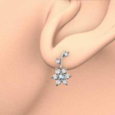 ジュエリーピアス Pt900 アクアマリン フラワー 3月誕生石 天然ダイヤモンドの画像