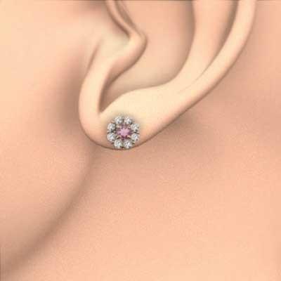 天然ダイヤモンド ジュエリーピアス 10月誕生石 フラワー 18金ピンクゴールド ピンクトルマリンの画像