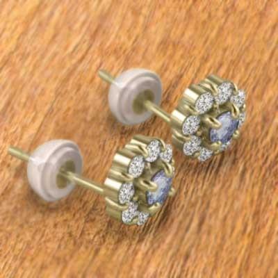 ピアス K18 12月誕生石 フラワー タンザナイト 天然ダイヤモンドの画像