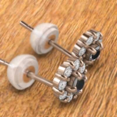 フラワー 4月誕生石 ジュエリーピアス 天然ダイヤモンド ブラックダイヤ k18ピンクゴールドの画像