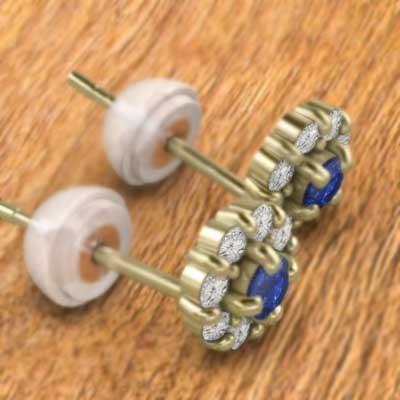 天然ダイヤモンド ブルーサファイア ジュエリーピアス フラワー 9月の誕生石 k18イエローゴールドの画像