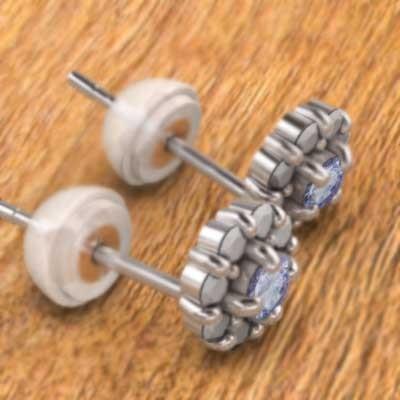 タンザナイト ジュエリーピアス Pt900 12月誕生石 天然ダイヤモンド フラワーの画像
