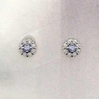 タンザナイト ジュエリーピアス Pt900 12月誕生石 天然ダイヤモンド フラワーの画像