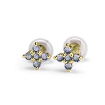 タンザナイト ファイブストーン ジュエリーピアス イエローゴールドk18 12月誕生石 クロスの画像