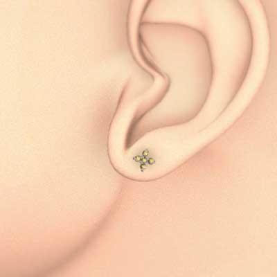 11月の誕生石 ピアス クロス プラチナ900 シトリン ファイブストーンの画像