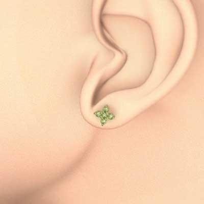 ピアス k18 8月の誕生石 クロス ペリドット ファイブストーンの画像
