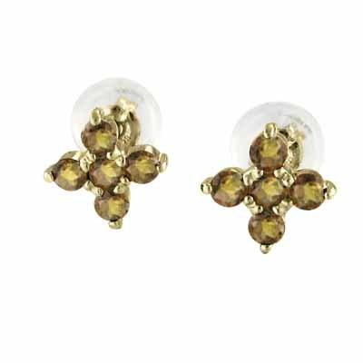 クロス (黄水晶)シトリン 11月の誕生石 ジュエリーピアス 18金イエローゴールド ファイブストーンの画像