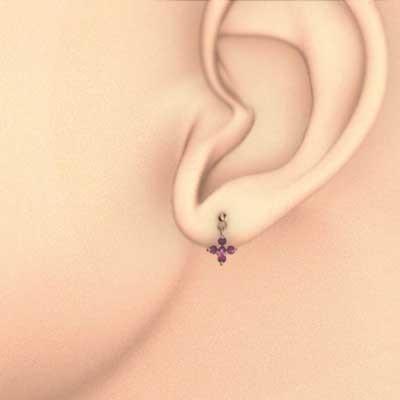 7月の誕生石 ピアス クロス ルビー k18ピンクゴールド ファイブストーンの画像