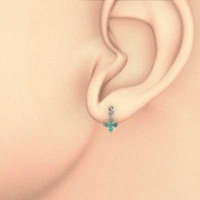 エメラルド 5月誕生石 ホワイトゴールドk18 ピアス クロス ファイブストーンの画像