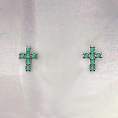 クロス ジュエリーピアス 5月誕生石 Pt900 エメラルドの画像