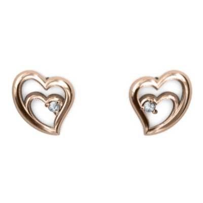 k18ピンクゴールド ハート アクアマリン ピアス 一粒石 3月誕生石の画像