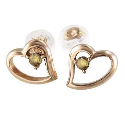 11月の誕生石 一粒石 シトリン(黄水晶) ピアス k18ピンクゴールド ハートの画像