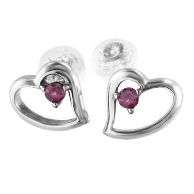 ルビー 7月誕生石 ジュエリーピアス ハート 一粒石 Pt900の画像