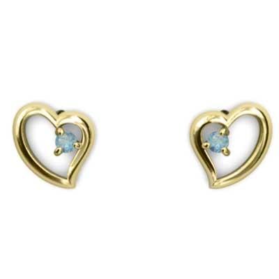 ハート ピアス K18 ブルートパーズ 一粒石 11月の誕生石の画像