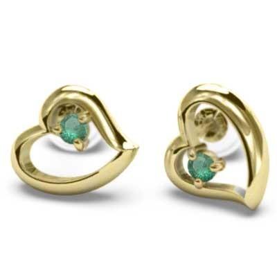 ピアス ハート エメラルド 5月の誕生石 一粒石 K18の画像