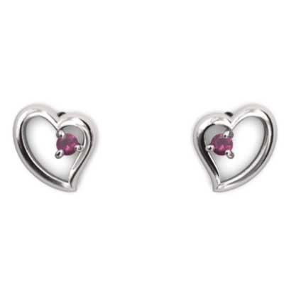 7月の誕生石 プラチナ900 一粒石 ジュエリーピアス ハート ルビーの画像
