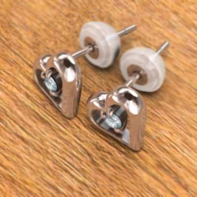 ハート k18ピンクゴールド 一粒石 ジュエリーピアス アクアマリン 3月誕生石の画像