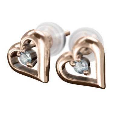 ハート k18ピンクゴールド 一粒石 ジュエリーピアス アクアマリン 3月誕生石の画像