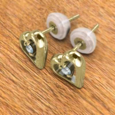 k18イエローゴールド ハート アクアマリン ピアス 一粒石 3月の誕生石の画像