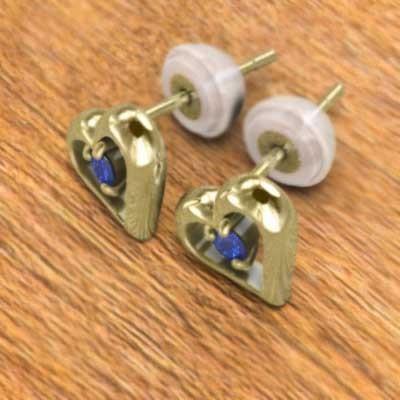 9月誕生石 ジュエリーピアス 一粒石 サファイア K18 ハートの画像