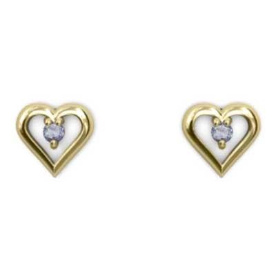 タンザナイト 12月の誕生石 一粒石 ハート 18金イエローゴールド ピアスの画像