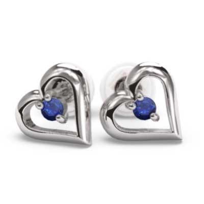 ペアピアス オープンハート ブルーサファイア プラチナ900 9月の誕生石 キャッチ付き
