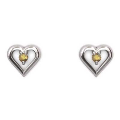 11月の誕生石 ジュエリーピアス プラチナ900 シトリン ハート 一粒石の画像