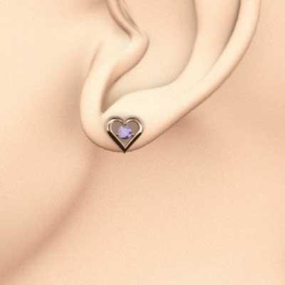ピアス アメジスト(紫水晶) 2月の誕生石 ハート 18金ピンクゴールド 一粒石の画像