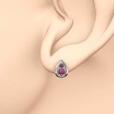 7月の誕生石 k18ホワイトゴールド ジュエリーピアス ルビー ティアドロップの画像