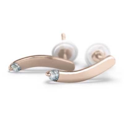 ジュエリーピアス k18ピンクゴールド 3月の誕生石 プレート アクアマリン 一粒石の画像