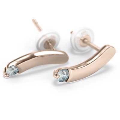 プレート k18ピンクゴールド ピアス 一粒石 3月誕生石 アクアマリンの画像