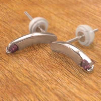 一粒石 7月の誕生石 ルビー 白金（プラチナ）900 ピアス プレートの画像