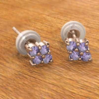 18金ピンクゴールド アメジスト(紫水晶) 2月の誕生石 ピアスの画像
