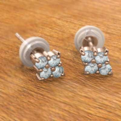 アクアマリン 3月誕生石 ジュエリーピアス k18ピンクゴールドの画像
