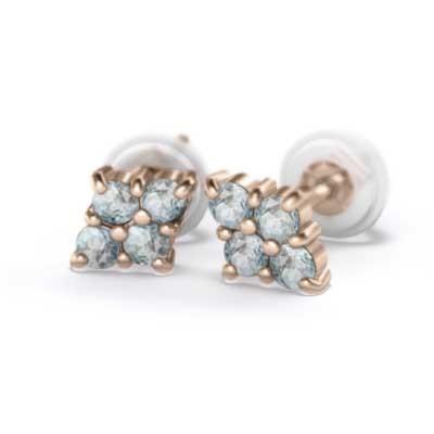 アクアマリン 3月誕生石 ジュエリーピアス k18ピンクゴールドの画像