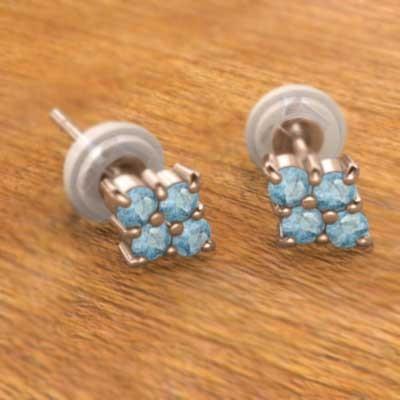 11月誕生石 18金ピンクゴールド ジュエリーピアス ブルートパーズ(青)の画像