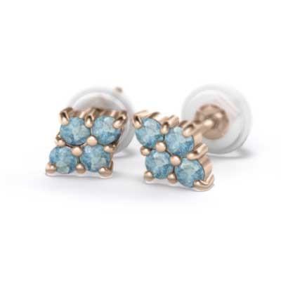 11月誕生石 18金ピンクゴールド ジュエリーピアス ブルートパーズ(青)の画像