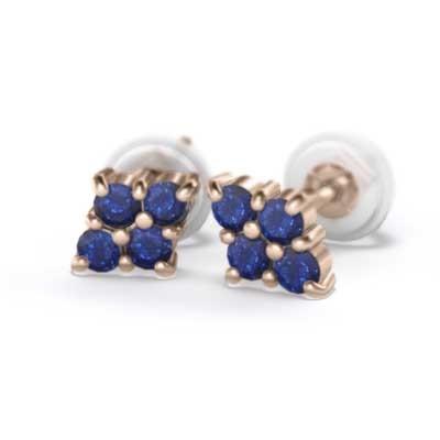 9月の誕生石 k18ピンクゴールド ピアス サファイアの画像