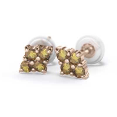 ジュエリーピアス 18金ピンクゴールド 11月誕生石 (黄水晶)シトリンの画像