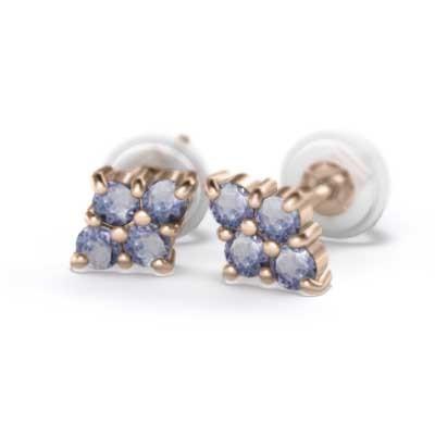 k18ピンクゴールド ピアス タンザナイト 12月の誕生石の画像