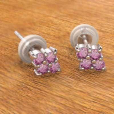 10月誕生石 ホワイトゴールドk18 ピアス ピンクトルマリンの画像