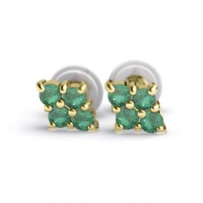 5月の誕生石 k18イエローゴールド ピアス エメラルドの画像